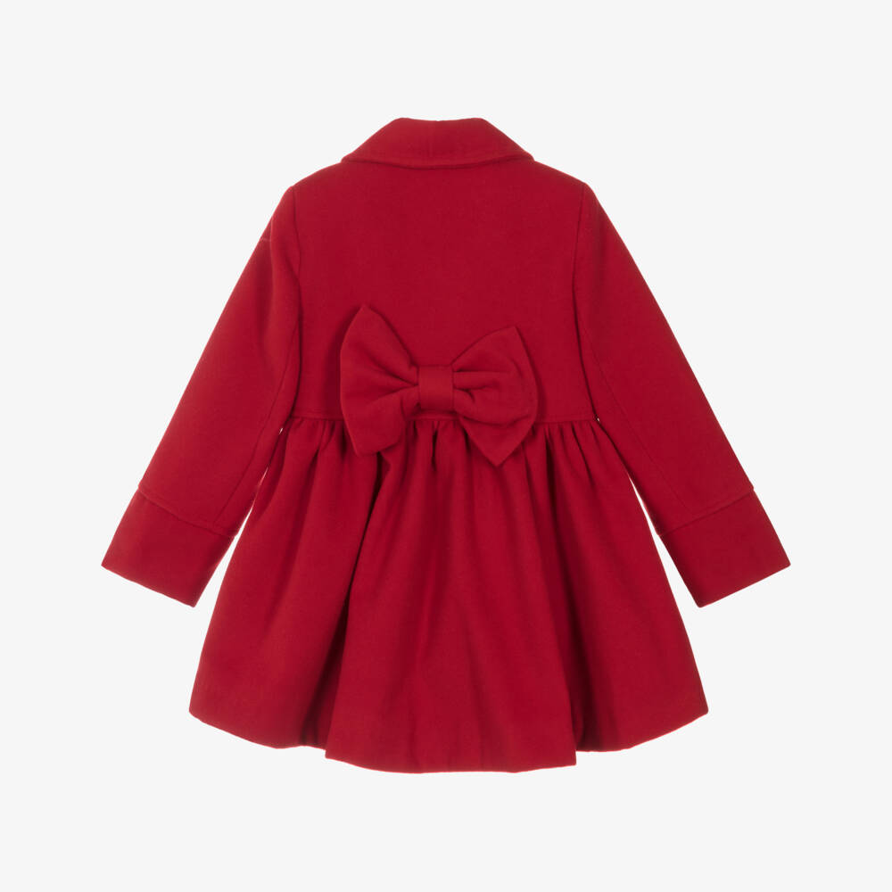 Abuela Tata-Girls Traditional Red Felted Coat with Bow | Childrensalon Outlet