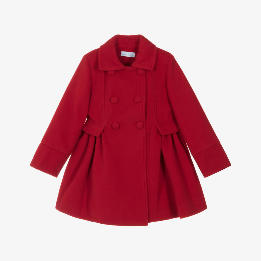 Abuela Tata-Girls Traditional Red Felted Coat with Bow | Childrensalon Outlet