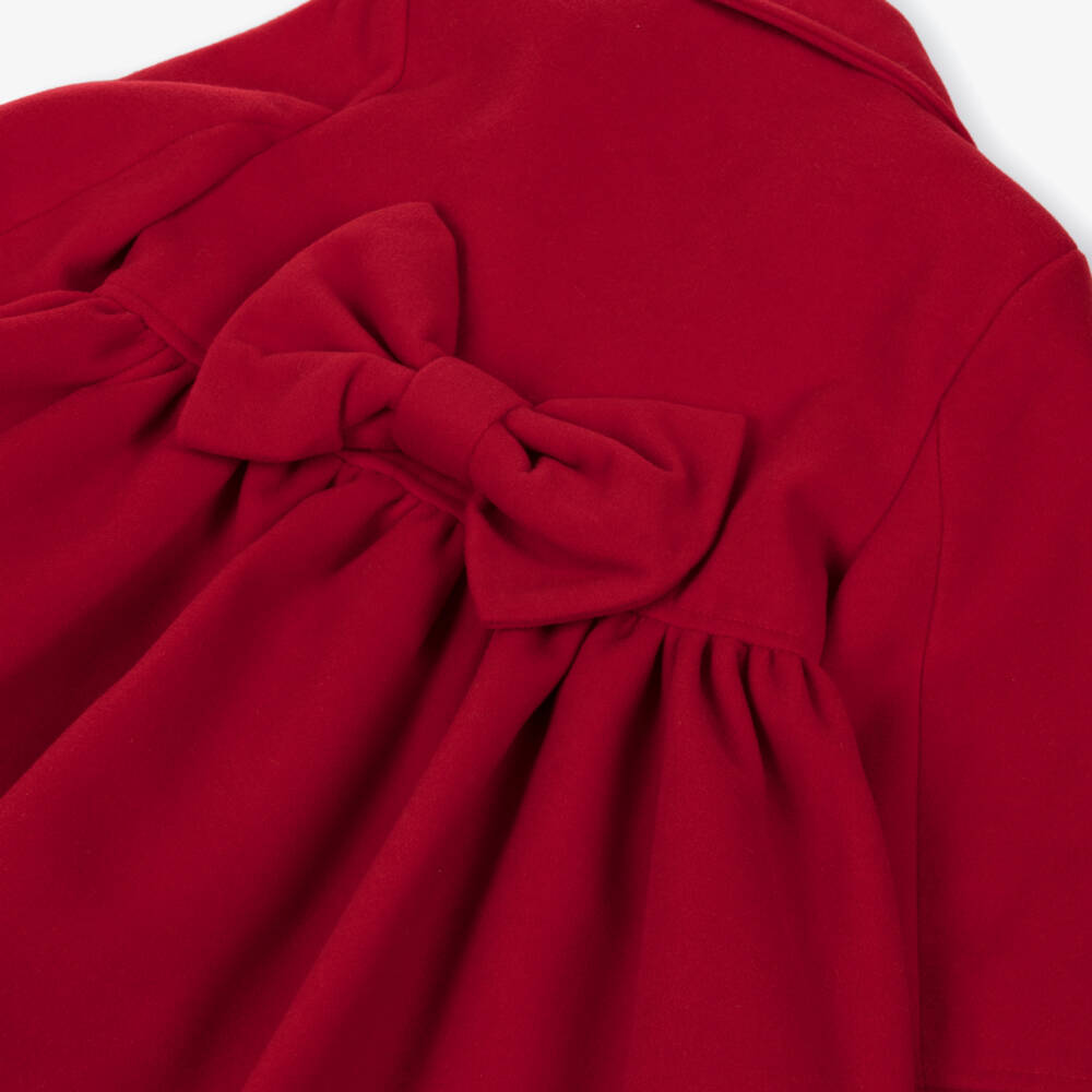 Abuela Tata-Girls Traditional Red Felted Coat with Bow | Childrensalon Outlet