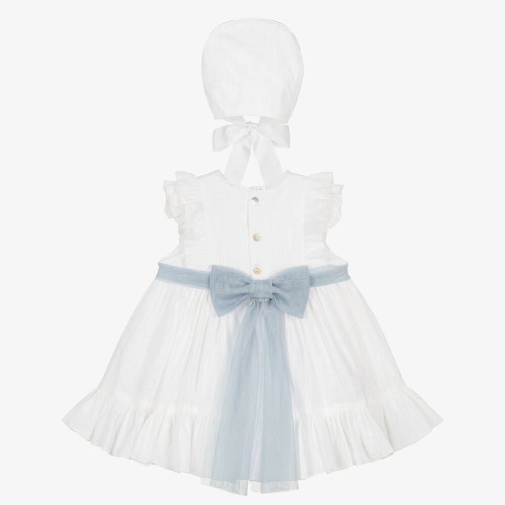 Abuela Tata-Girls White Cotton Ruffle Dress Set | Childrensalon Outlet