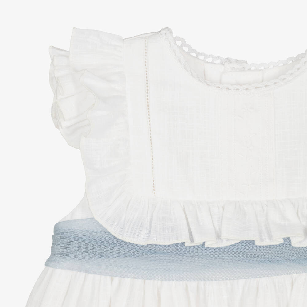 Abuela Tata-Girls White Cotton Ruffle Dress Set | Childrensalon Outlet