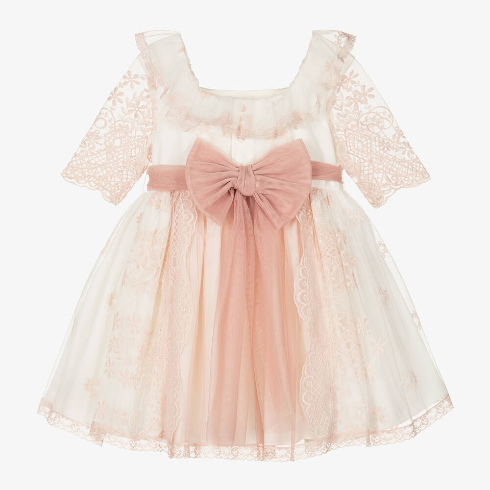 Abuela Tata-Бело-розовое платье из тюля | Childrensalon Outlet