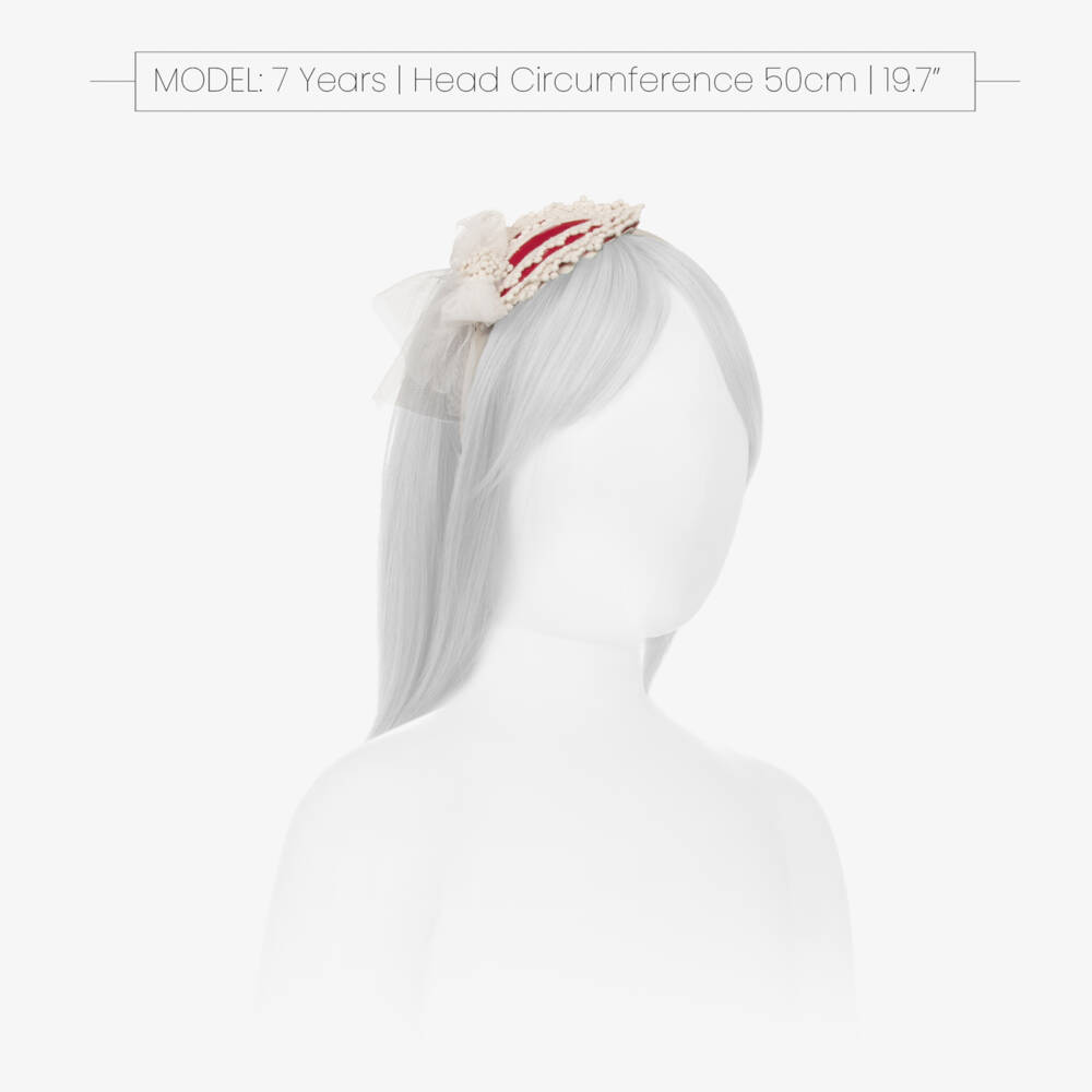 Abuela Tata-Girls White & Red Lace Headband | Childrensalon Outlet