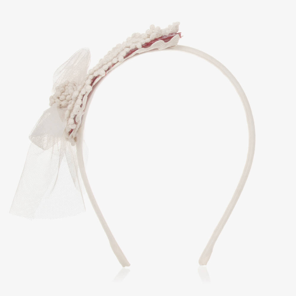Abuela Tata-Girls White & Red Lace Headband | Childrensalon Outlet