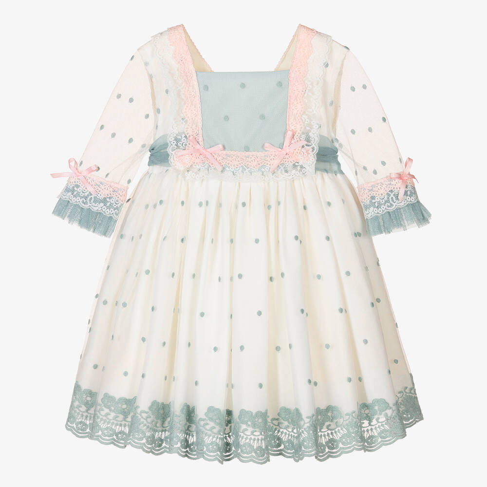 Abuela Tata - Robe blanche en tulle et dentelle | Childrensalon