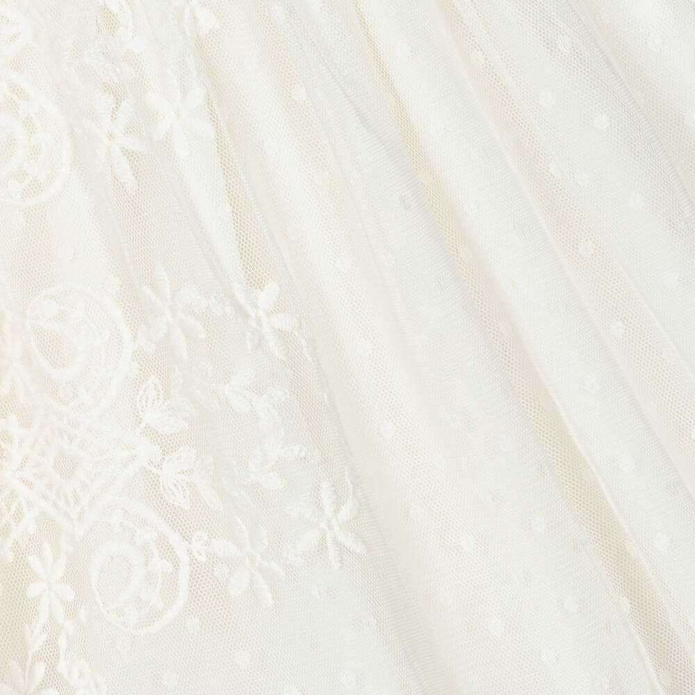 Abuela Tata-Белое платье из тюля с розовым поясом | Childrensalon Outlet