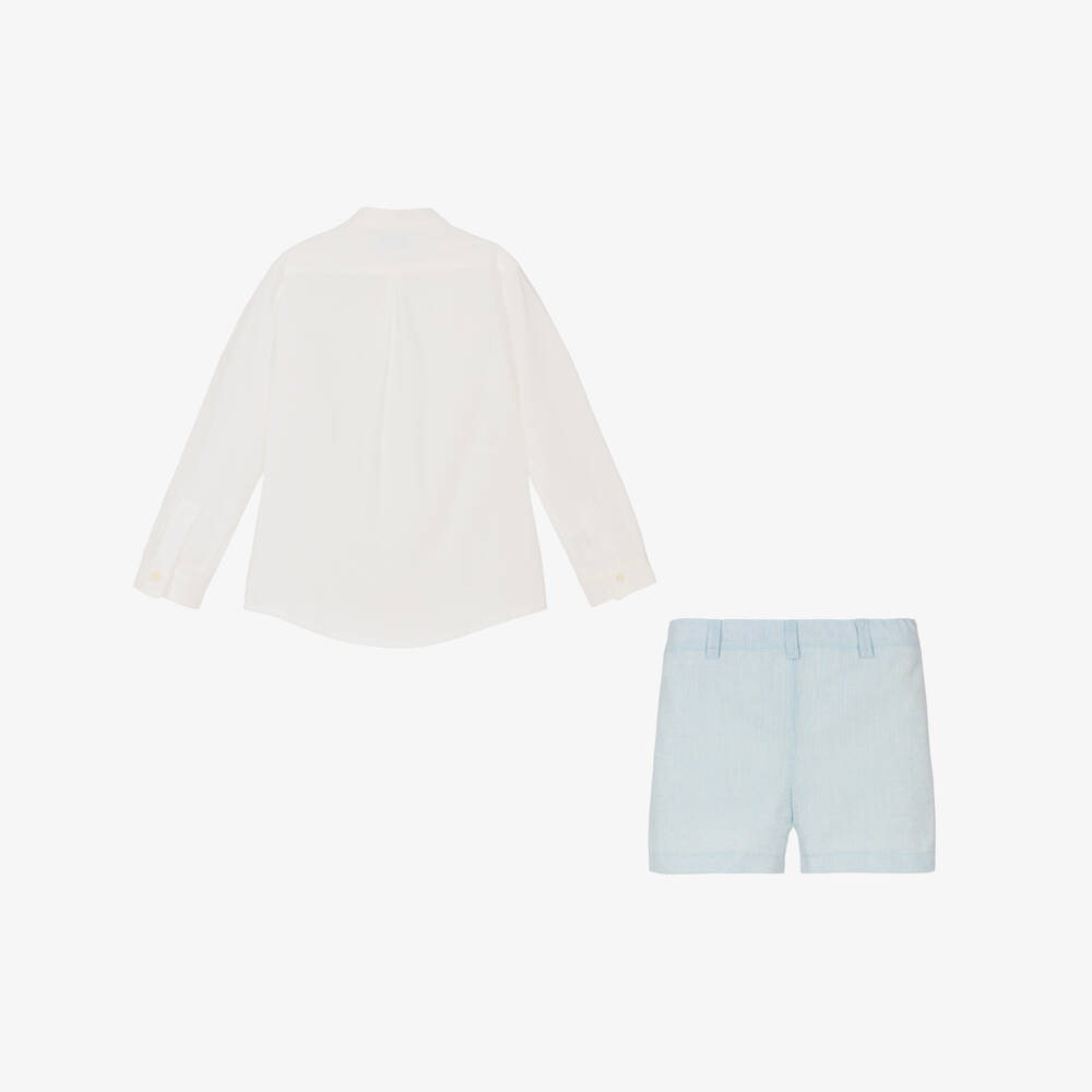 Abuela Tata-Ivory & Blue Boys Shirt and Shorts | Childrensalon Outlet