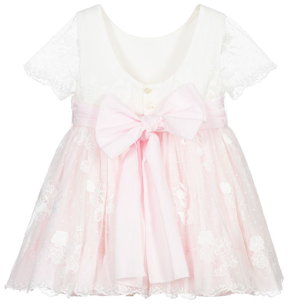 Abuela Tata-Кремово-розовое кружевное платье | Childrensalon Outlet