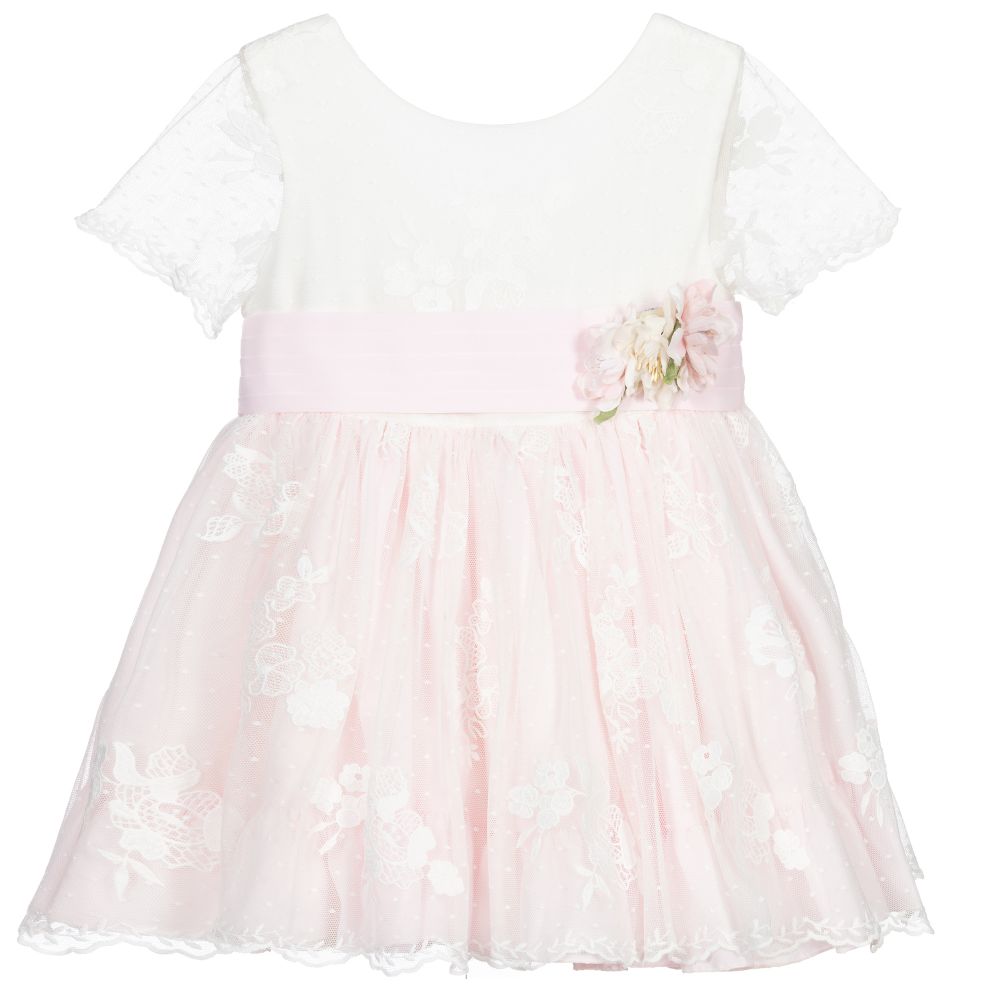 Abuela Tata - Ivory & Pink Lace Dress  | Childrensalon