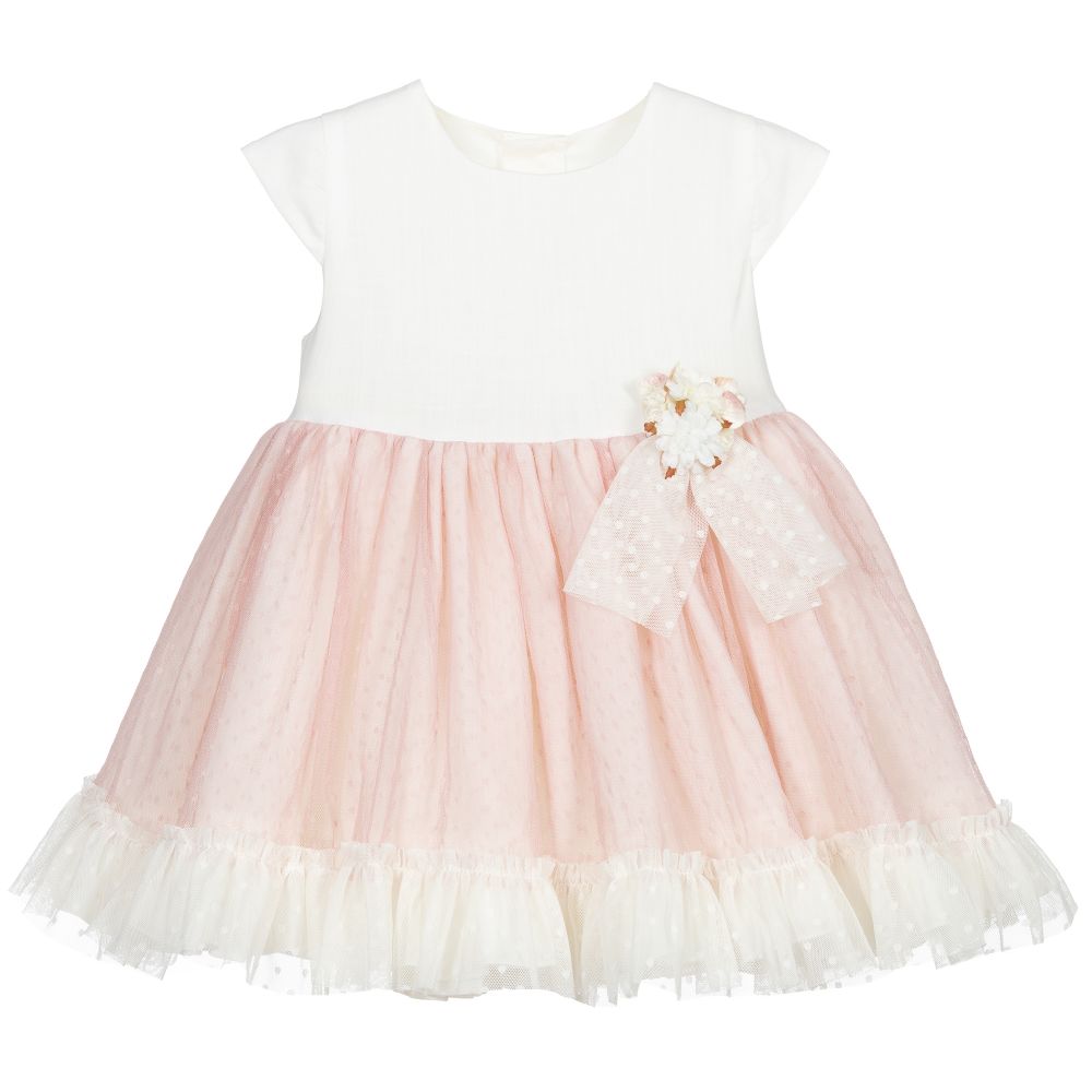 Abuela Tata - Ivory & Pink Tulle Dress  | Childrensalon