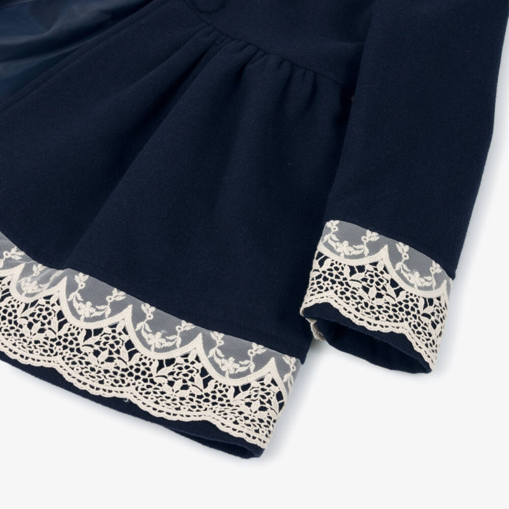 Abuela Tata-Navy & Ivory Laces Coat | Childrensalon Outlet