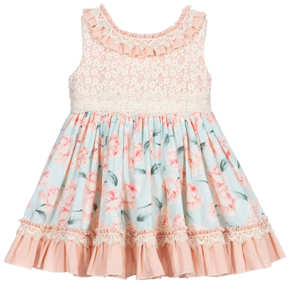 Abuela Tata-Pink & Blue Floral Dress | Childrensalon Outlet