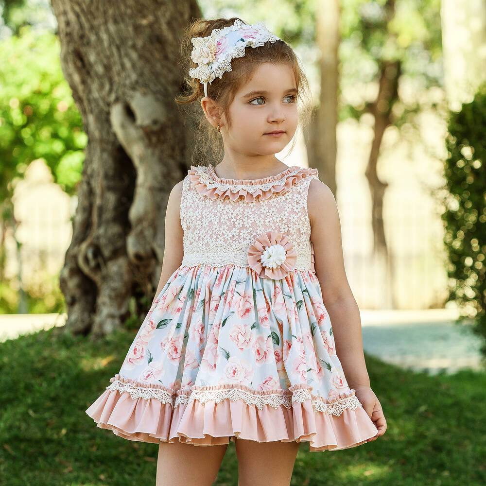 Abuela Tata-Pink & Blue Floral Dress | Childrensalon Outlet