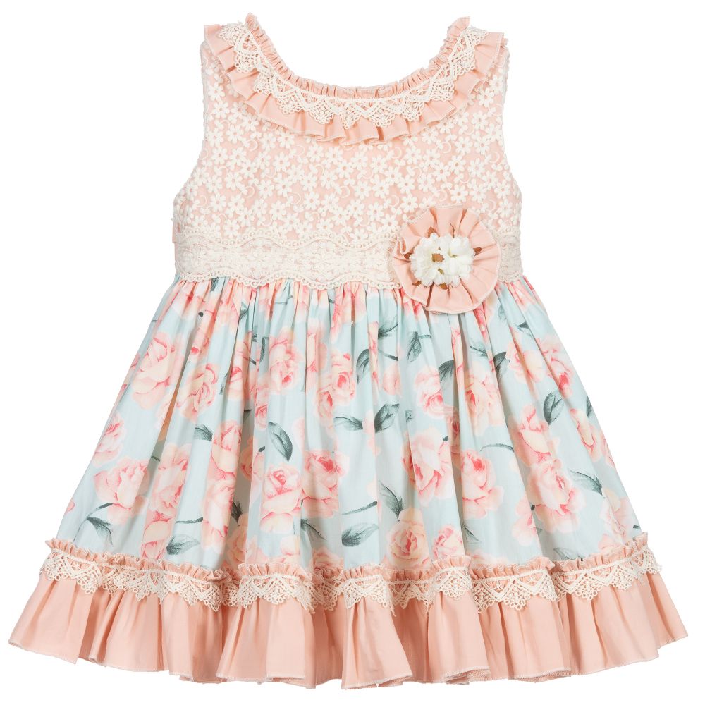 Abuela Tata - Geblümtes Kleid in Rosa und Blau | Childrensalon