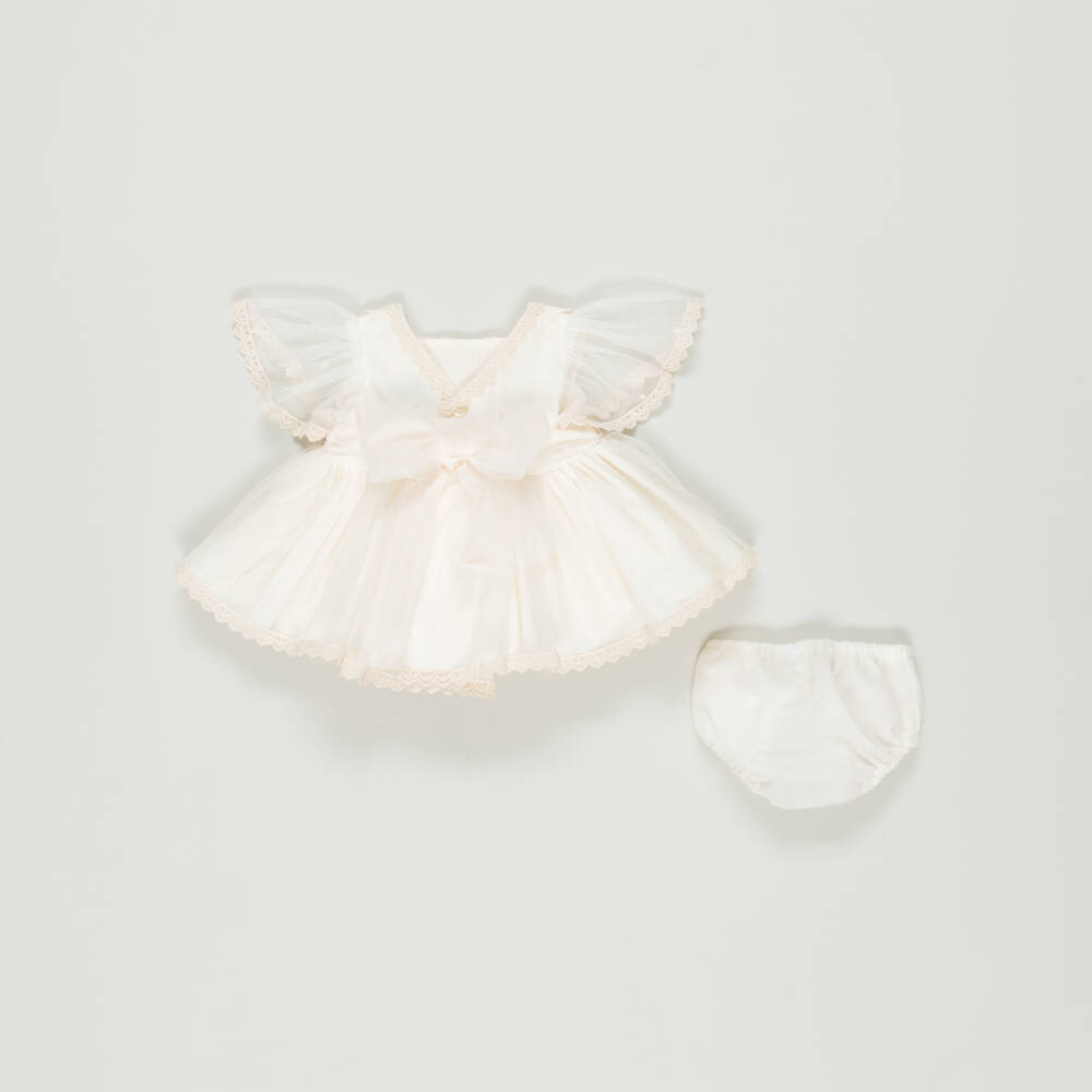 Abuela Tata-Preloved Baby Girls Ivory Embroidered Dress Set (3 months) | Childrensalon Outlet