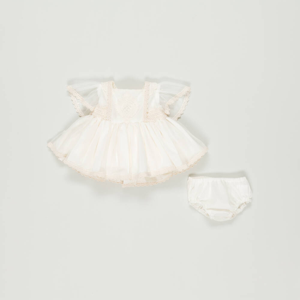 Abuela Tata-Preloved Baby Girls Ivory Embroidered Dress Set (3 months) | Childrensalon Outlet