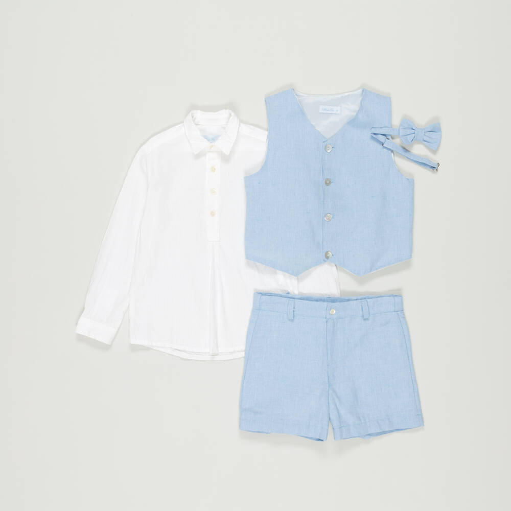 Abuela Tata-Preloved Boys Blue Cotton Shorts Set (5 years) | Childrensalon Outlet