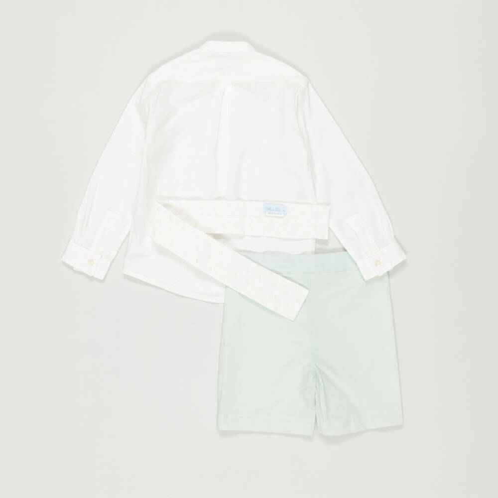 Abuela Tata-Preloved Boys White Shirt & Green Shorts Set (2 years) | Childrensalon Outlet