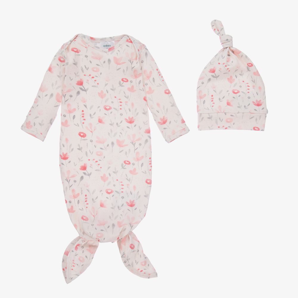aden + anais - Ensemble robe de chambre et bonnet rose Bébé | Childrensalon