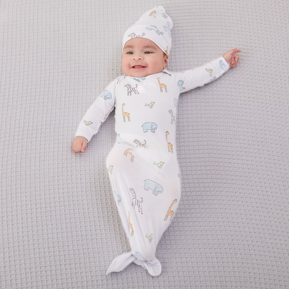 Amazon.com: Stroller Society - Knotted Gown Baby New Born and Hat Set,  Gender Neutral Baby Clothes, Comfortable New Born Clothes Baby Girl & Boy,  Henley Style Baby Gowns, Essential Baby Stuff for