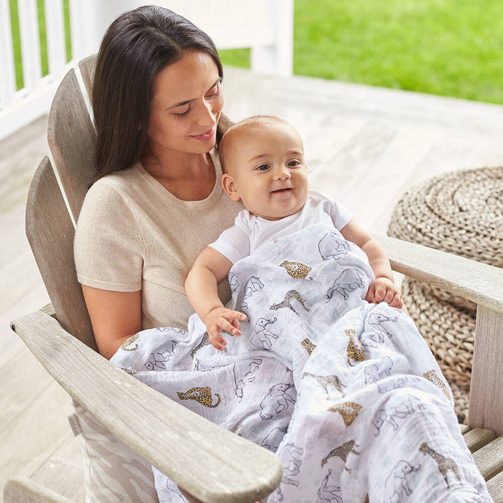 aden + anais-Blue Cotton Muslin Swaddle Duo | Childrensalon Outlet