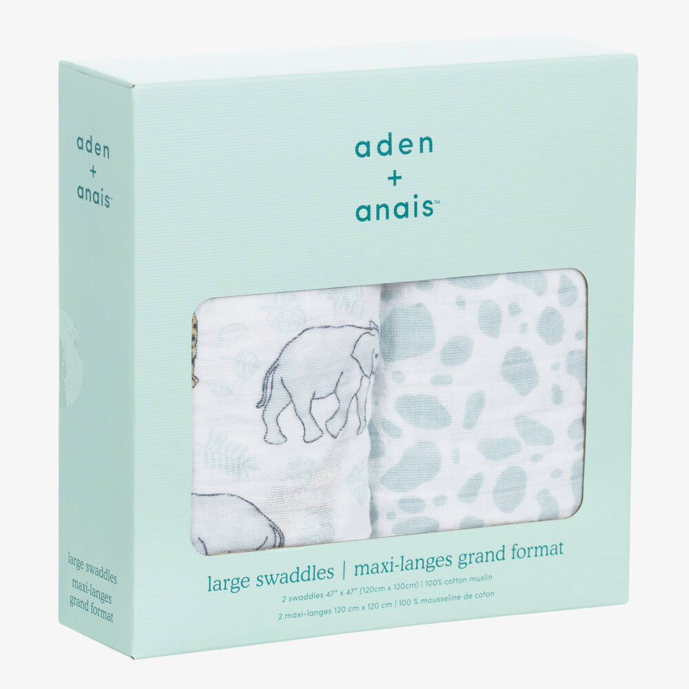 aden + anais-Blue Cotton Muslin Swaddle Duo | Childrensalon Outlet