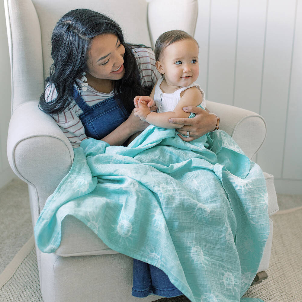 aden + anais-Blue & White Muslin Blankets (2 Pack) | Childrensalon Outlet