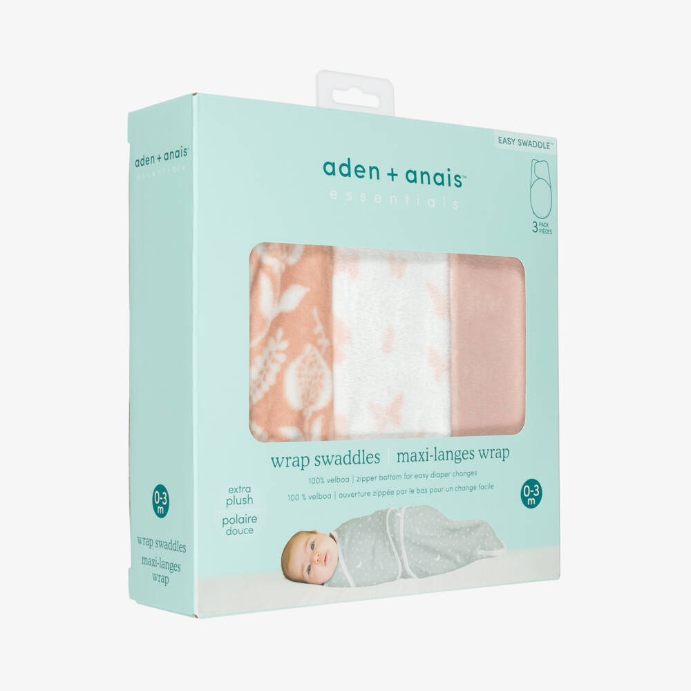 aden + anais-Pink Plush Garden Wrap Swaddles (3 Pack) | Childrensalon Outlet