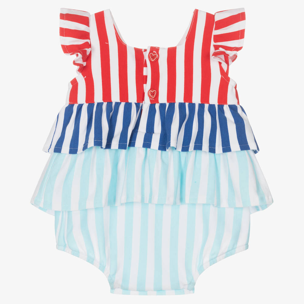 Agatha Ruiz de la Prada-تبّان قطن جيرسي مقلم لون أزرق وأحمر للمولودات | Childrensalon Outlet