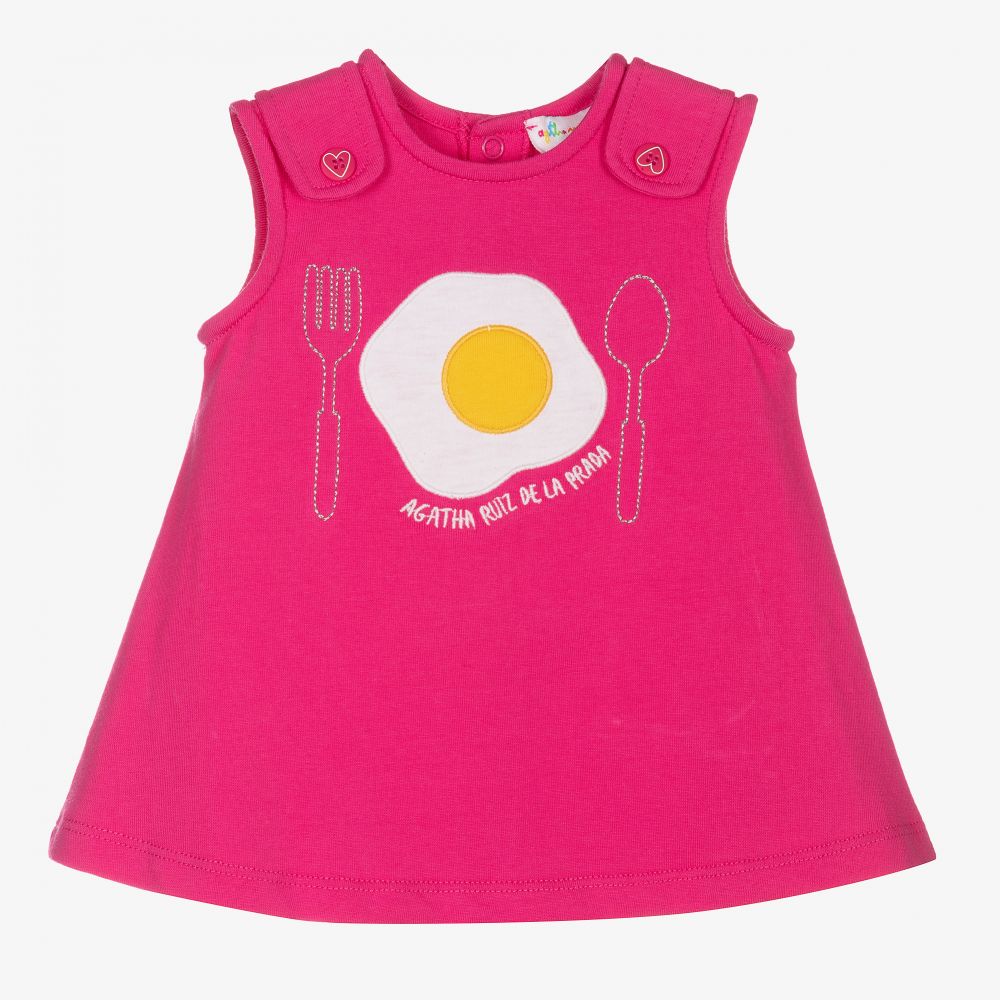 Agatha Ruiz de la Prada - Pinkes Babykleid mit Ei-Motiv (M)  | Childrensalon