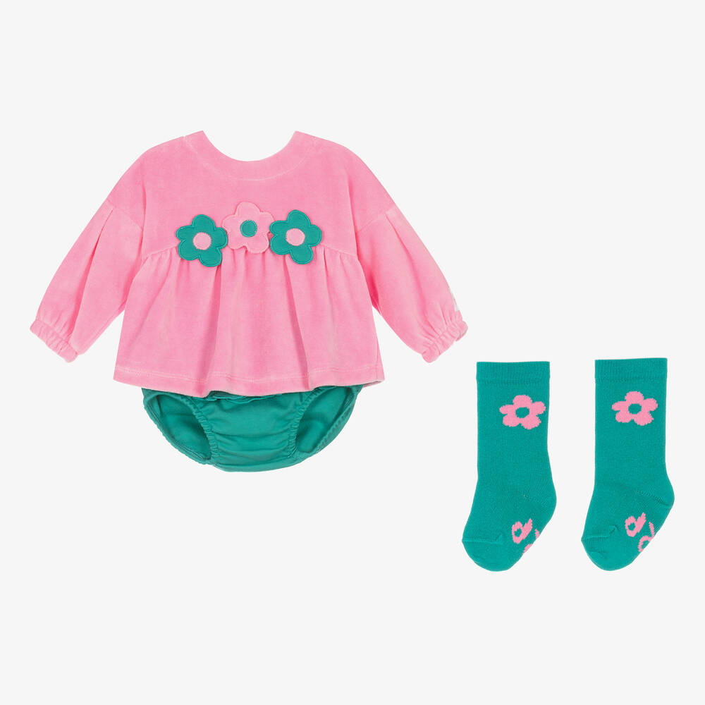 Agatha Ruiz de la Prada - Shorts-Set in Rosa und Grün für weibliche Babys | Childrensalon