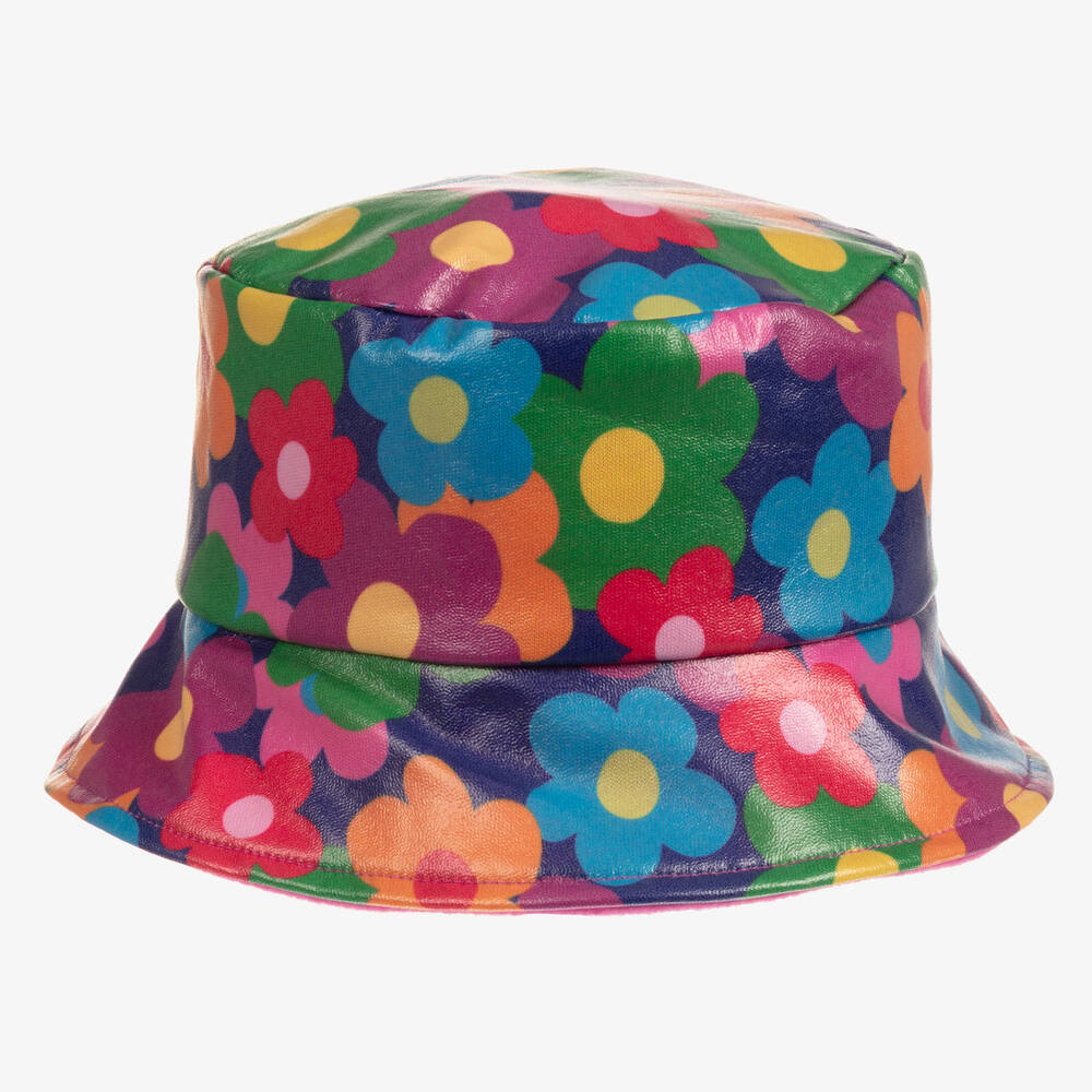 Agatha Ruiz de la Prada Blue Faux Leather Bucket Hat Childrensalon Outlet