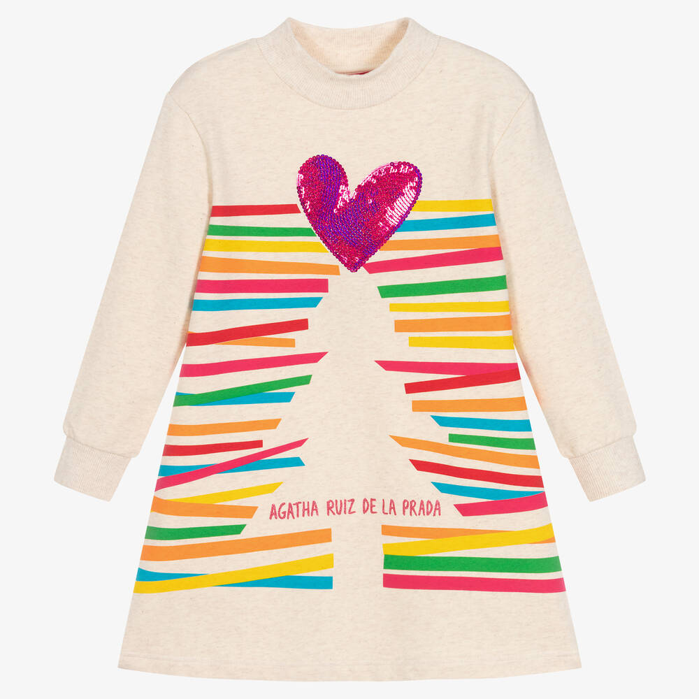 Agatha Ruiz de la Prada - Beiges Baumwollkleid für Mädchen | Childrensalon