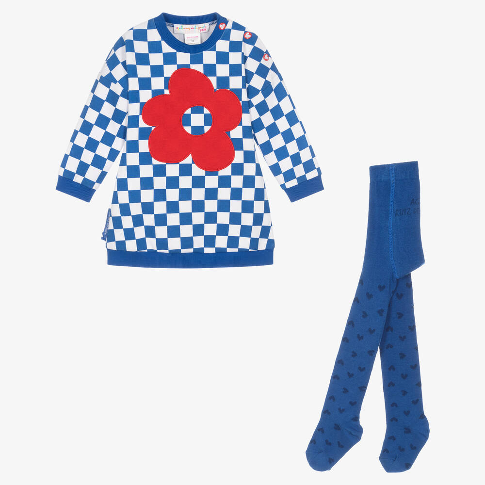 Agatha Ruiz de la Prada - Blaues Karokleid & Strumpfhosen Set | Childrensalon