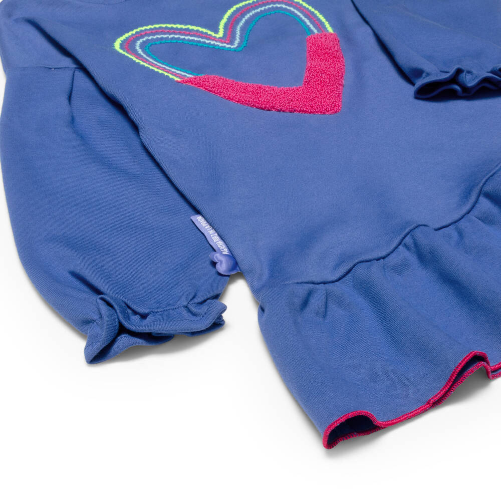 Agatha Ruiz de la Prada-Girls Blue Cotton Jersey Dress Set with Embroidered Heart | Childrensalon Outlet
