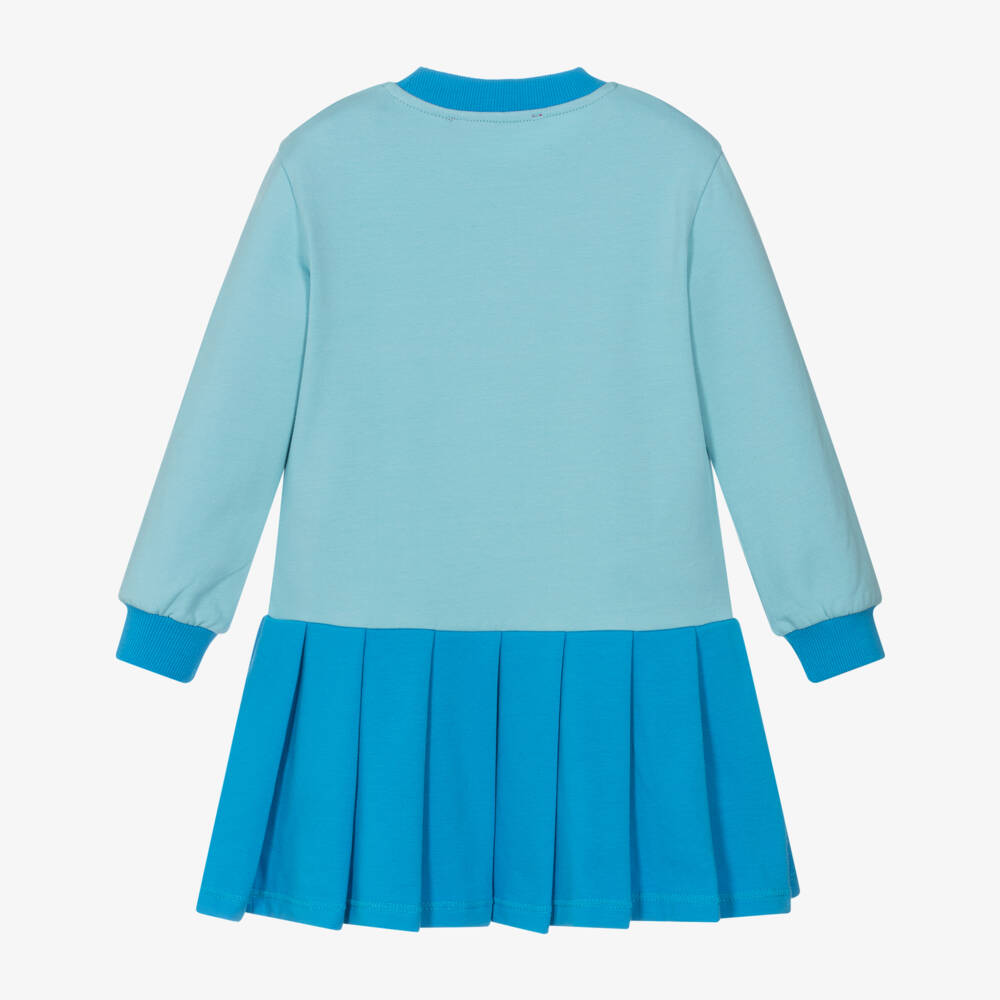Agatha Ruiz de la Prada-Girls Blue Cotton Jersey Dress with Pleated Skirt | Childrensalon Outlet