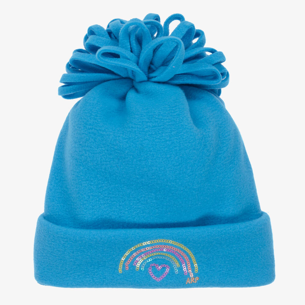 Agatha Ruiz de la Prada - Girls Blue Fleece Pom-Pom Hat | Childrensalon