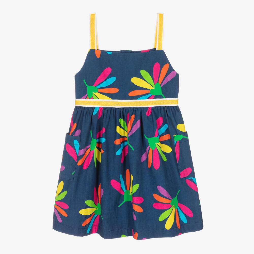 Agatha Ruiz de la Prada-Girls Blue Floral Cotton Dress | Childrensalon Outlet