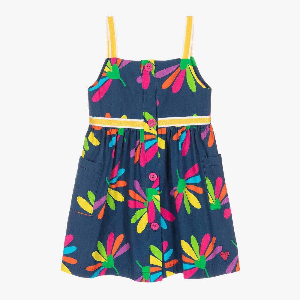 Agatha Ruiz de la Prada - Girls Blue Floral Cotton Dress | Childrensalon