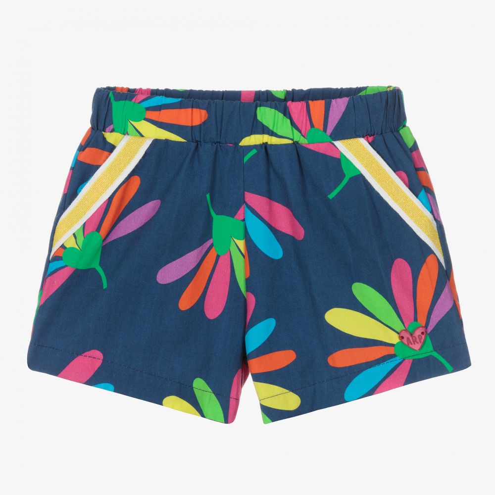 Agatha Ruiz de la Prada - Girls Blue Floral Cotton Shorts | Childrensalon