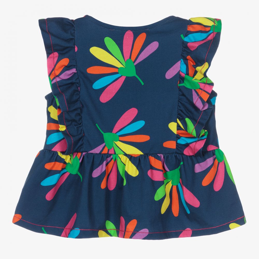 Agatha Ruiz de la Prada-Girls Blue Floral Cotton Top | Childrensalon Outlet