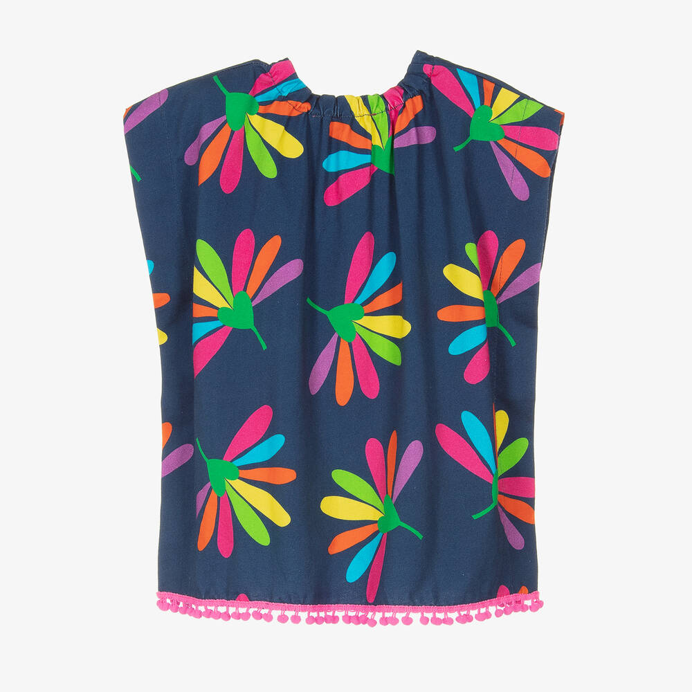 Agatha Ruiz de la Prada-Girls Blue Floral Cotton Top  | Childrensalon Outlet