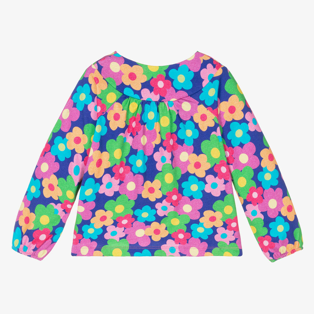 Agatha Ruiz de la Prada-Girls Blue Floral Print Long Sleeved Top | Childrensalon Outlet