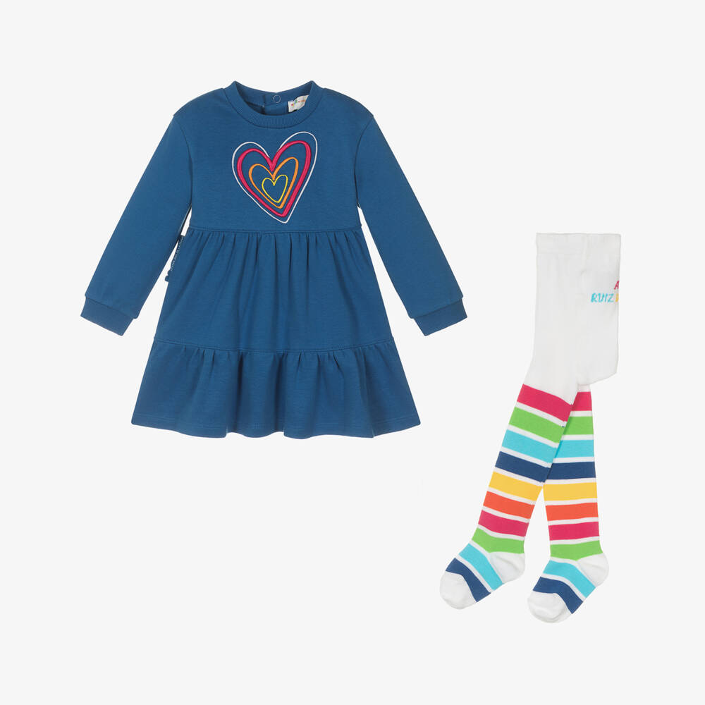 Agatha Ruiz de la Prada-طقم فستان قطن لون أزرق | Childrensalon Outlet
