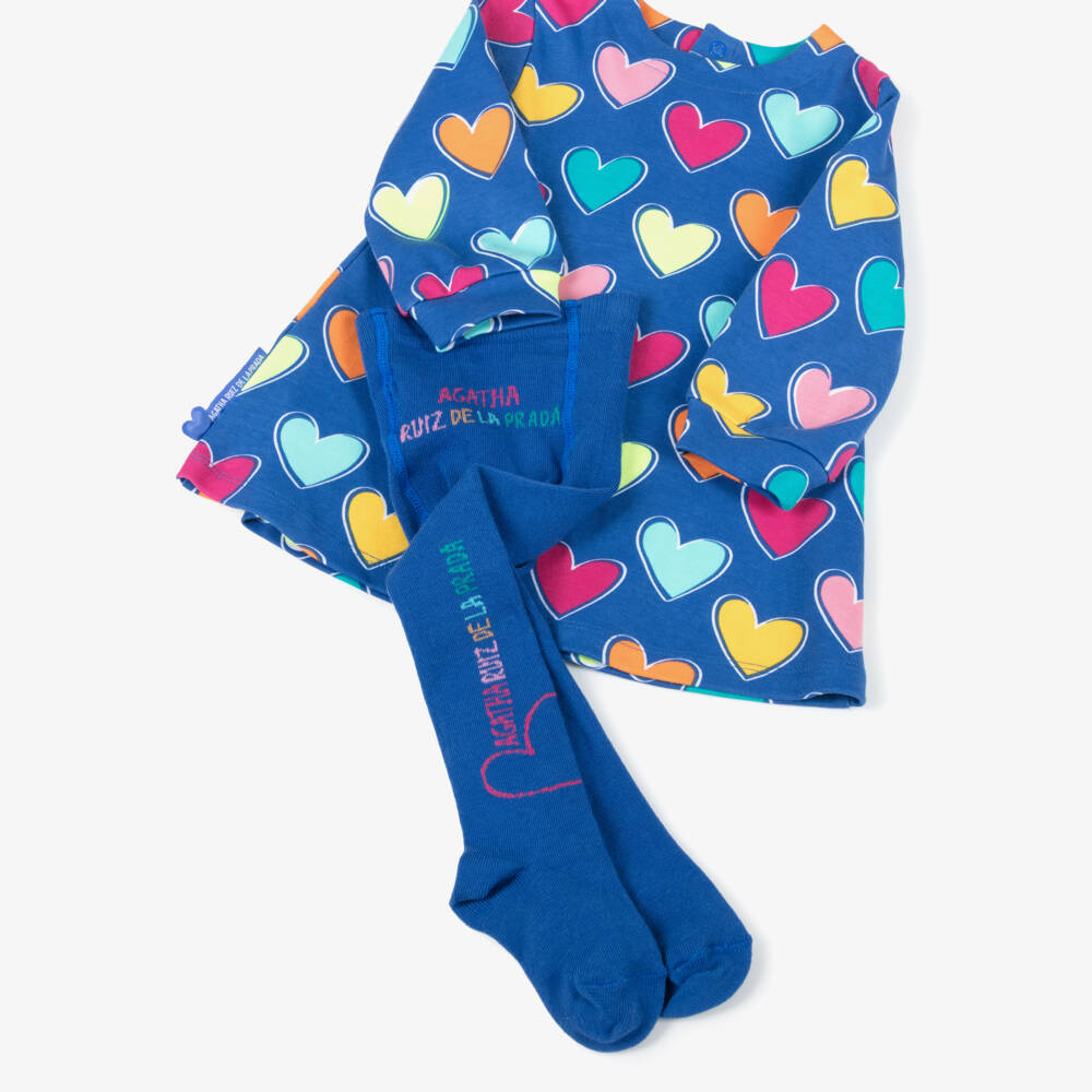 Agatha Ruiz de la Prada-Комплект платье из джерси с синим сердцем для девочек | Childrensalon Outlet