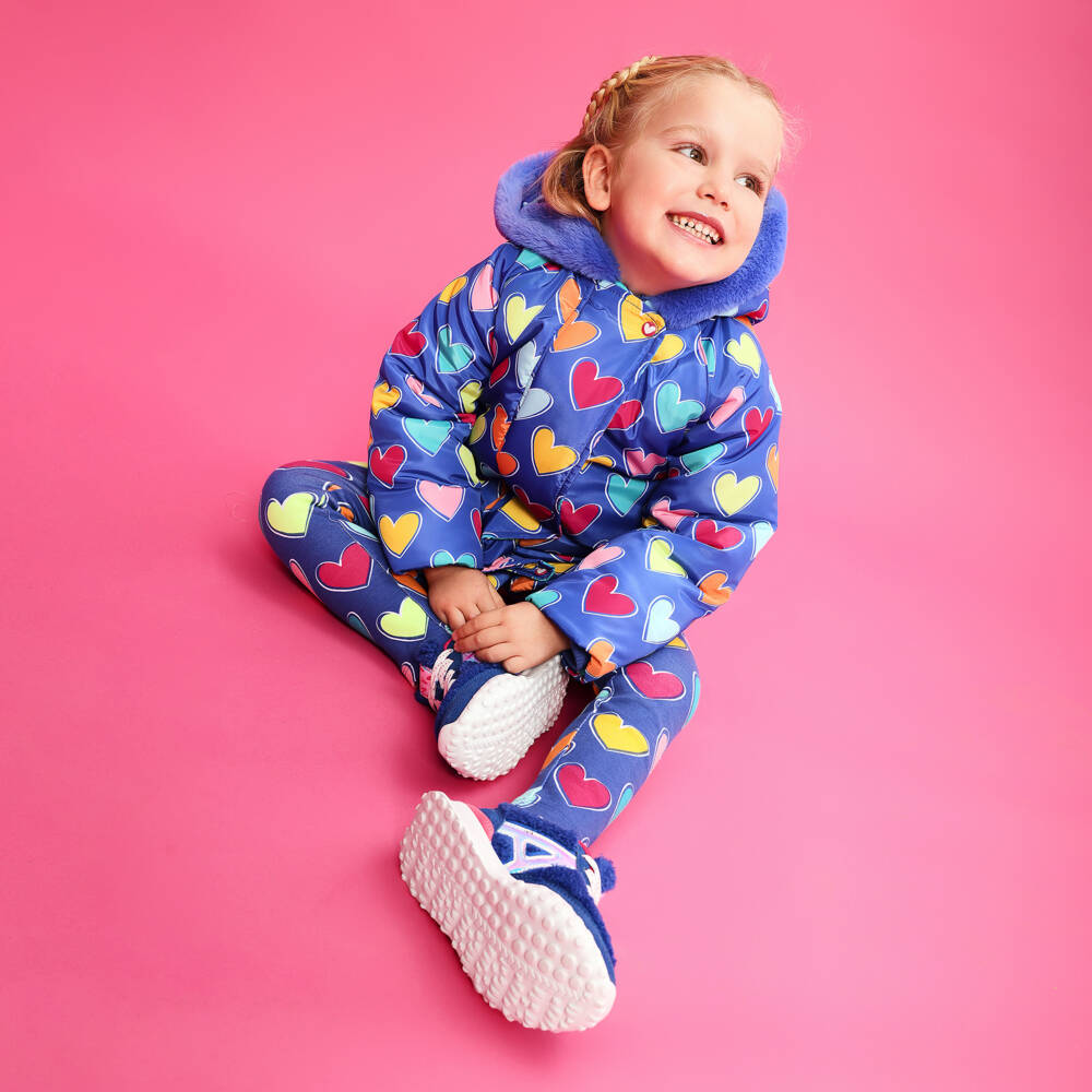 Agatha Ruiz de la Prada-Girls Blue Heart Print Padded Coat | Childrensalon Outlet