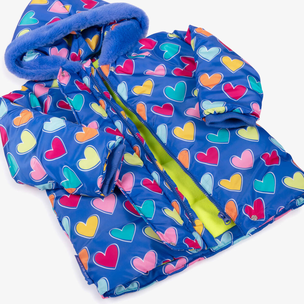 Agatha Ruiz de la Prada-Girls Blue Heart Print Padded Coat | Childrensalon Outlet