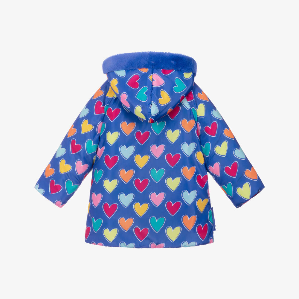 Agatha Ruiz de la Prada-Girls Blue Heart Print Padded Coat | Childrensalon Outlet