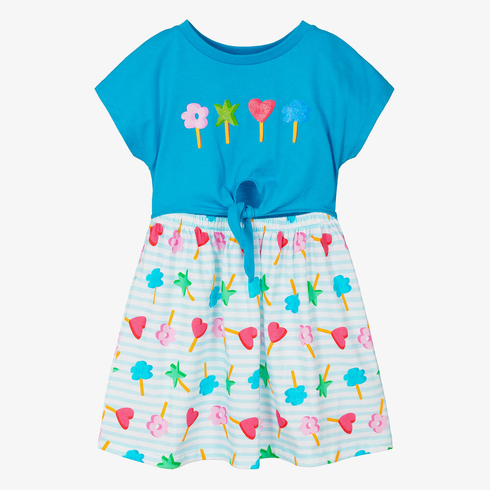 Agatha Ruiz de la Prada-Girls Blue Lollipop Cotton Dress | Childrensalon Outlet