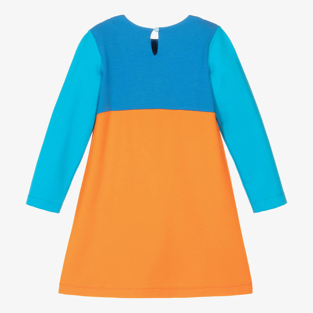 Agatha Ruiz de la Prada-Girls Blue & Orange Viscose Logo Dress | Childrensalon Outlet